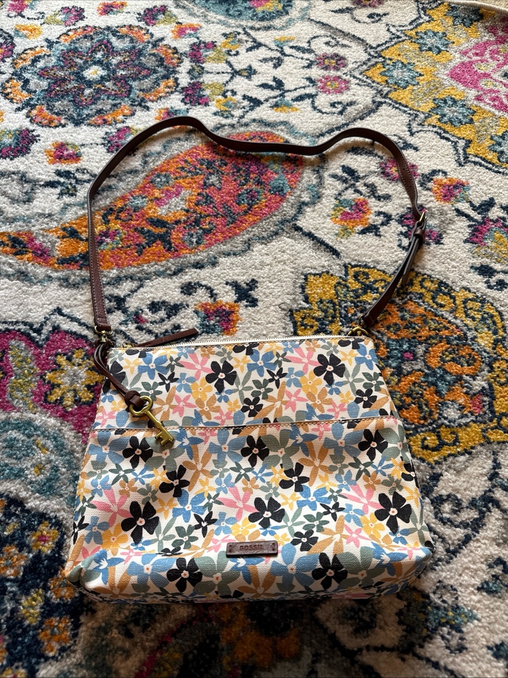Fossil Multicolor Floral Crossbody Bag